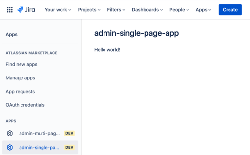 Apps with single admin page