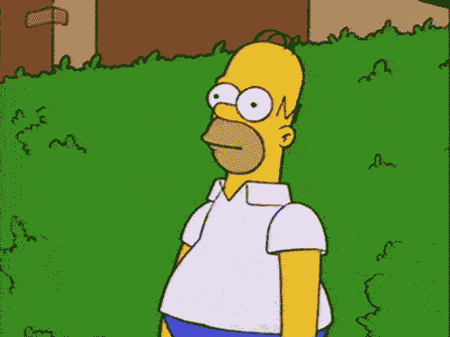 Gif of homer simpson retreating into bushes