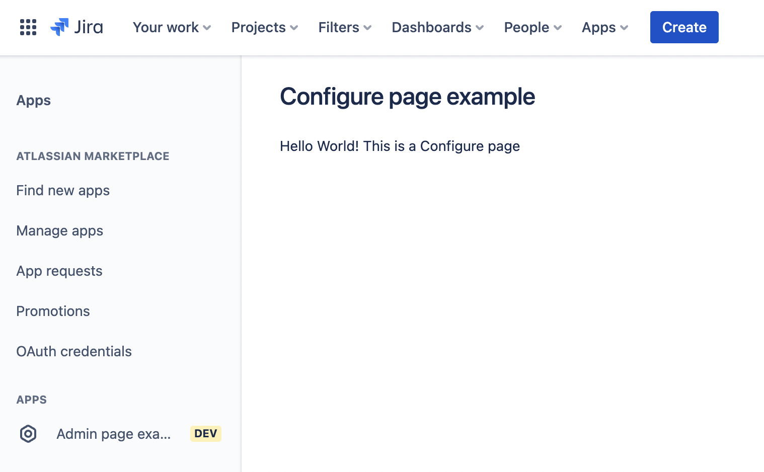 Example of a configure page