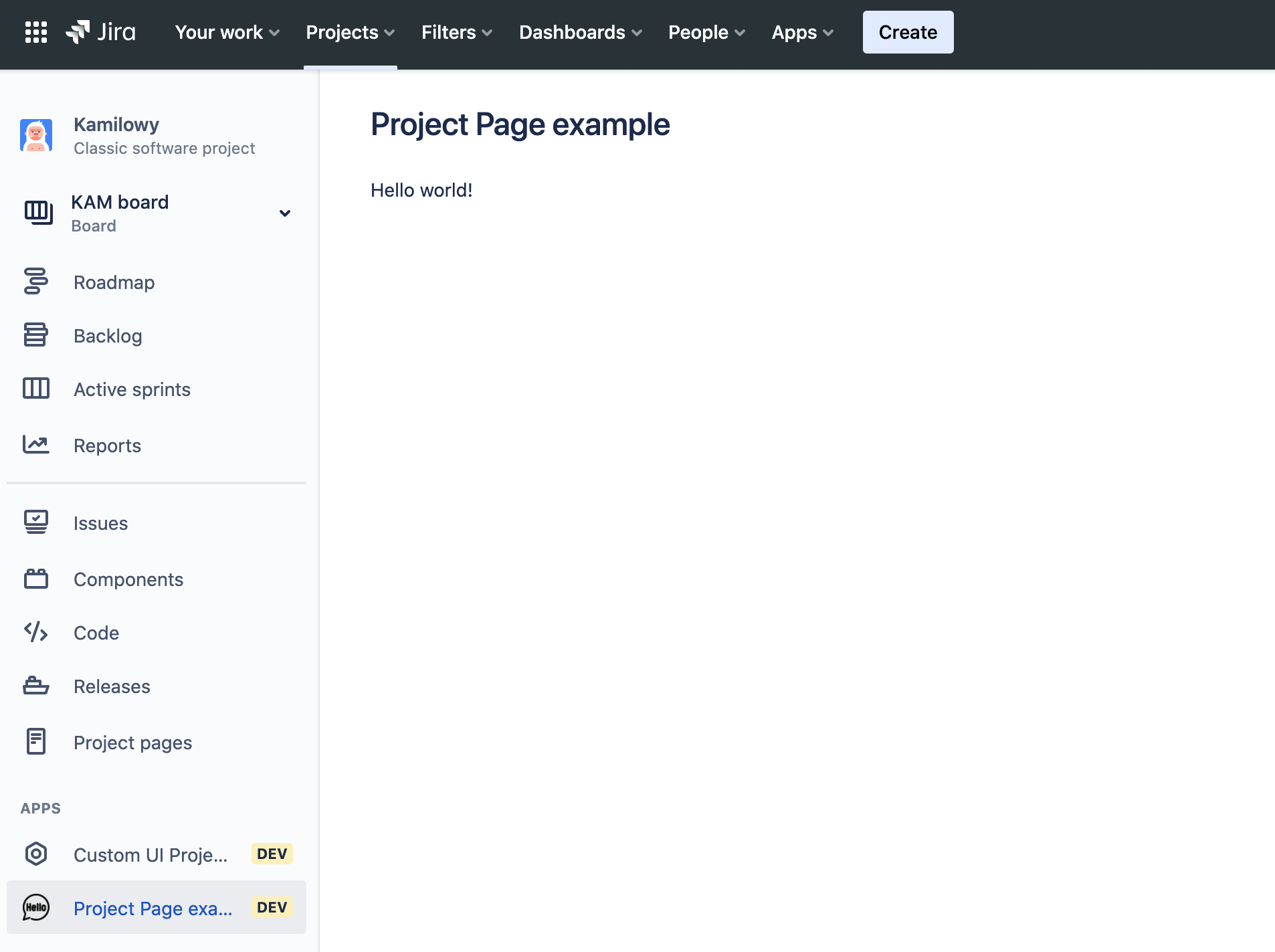 Example of a project page